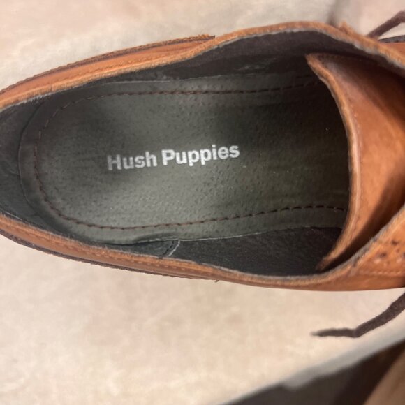 HUSH PUPPIES Nelson Sterling IIV Men Shoes Tan Leather Oxfords Lace Up11W Brogue - Picture 14 of 16